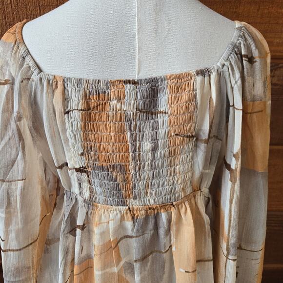 NWT Blu Pepper Womens Y2K Sheer Peasant Babydoll Top M Abstract Sweetheart - Picture 6 of 11